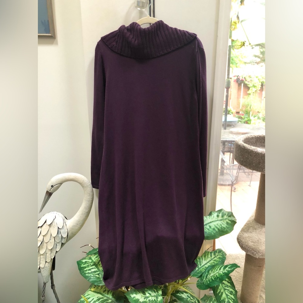 Chadwicks of Boston Purple Cowl Neck Sweater Cozy Knit Shoulder - Hem Approx 41” - Picture 3 of 5